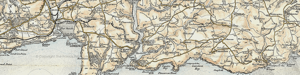 Old map of Bodinnick in 1900