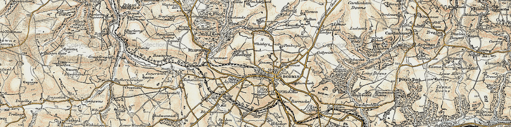 Old map of Bodmin in 1900