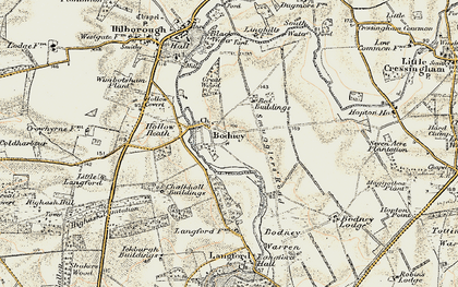 Old map of Bodney in 1901-1902