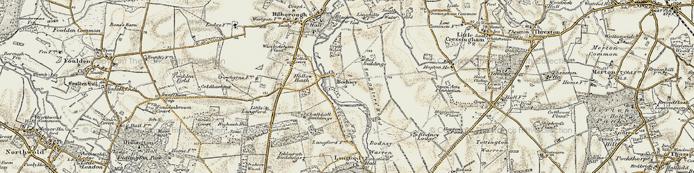 Old map of Bunkershill Plantn in 1901-1902