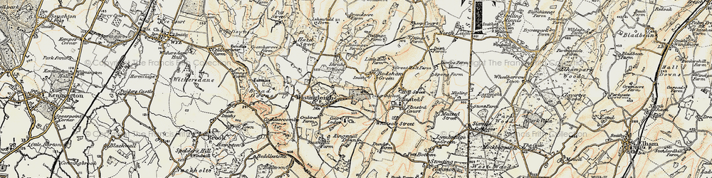 Old map of Bodsham in 1898