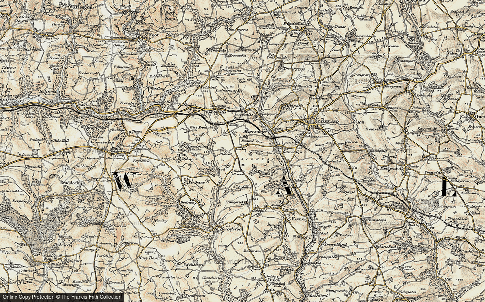 Old Map of Boduel, 1900 in 1900