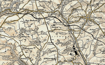 Old map of Boduel in 1900