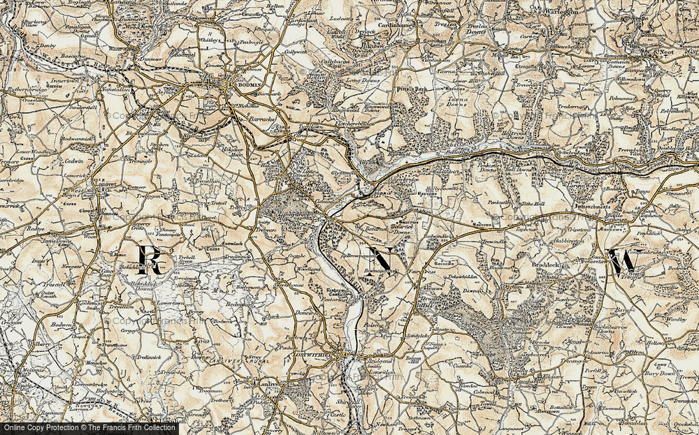 Old Map of Historic Map covering Bofarnel Downs in 1900