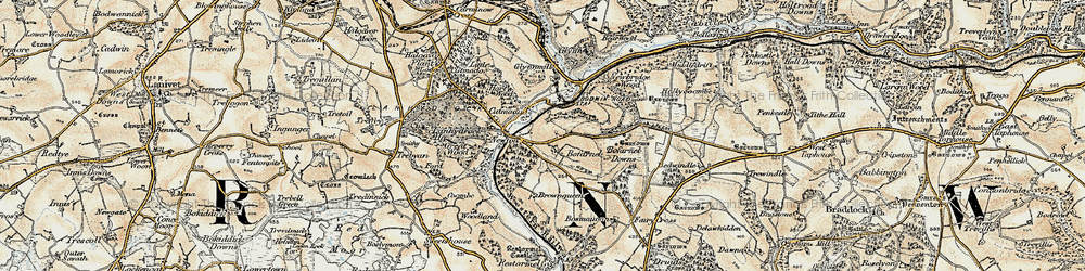 Old map of Bofarnel Downs in 1900