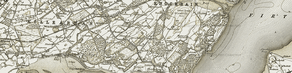 Old map of Allangrange Mains in 1911-1912