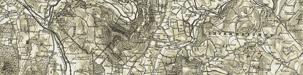 Old map of Yonder Bognie in 1908-1910