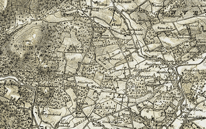 Old map of Woodend in 1909-1910