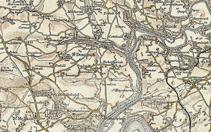 Old map of Burcombe in 1899-1900