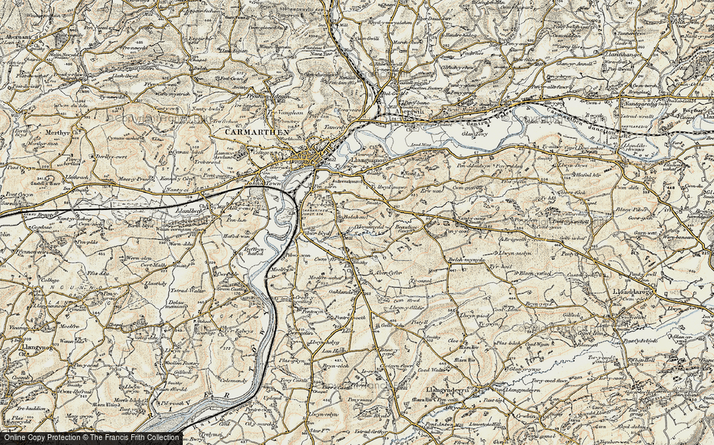 Old Map of Historic Map covering Beaulieu-fawr in 1901