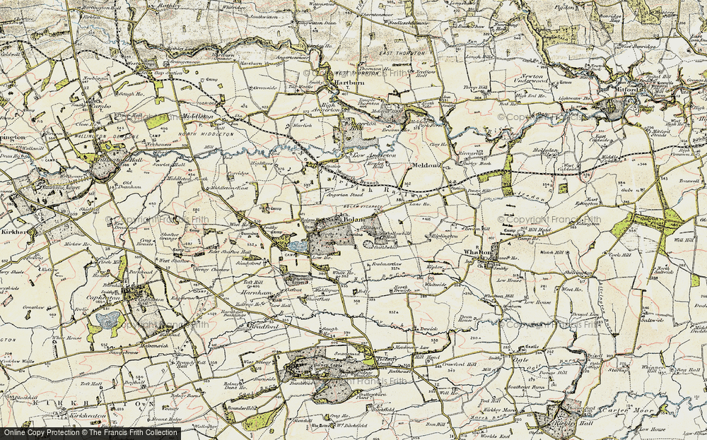 Old Map of Historic Map covering Angerton Steads in 1901-1903