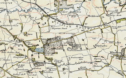 Old map of Bolam Lake in 1901-1903