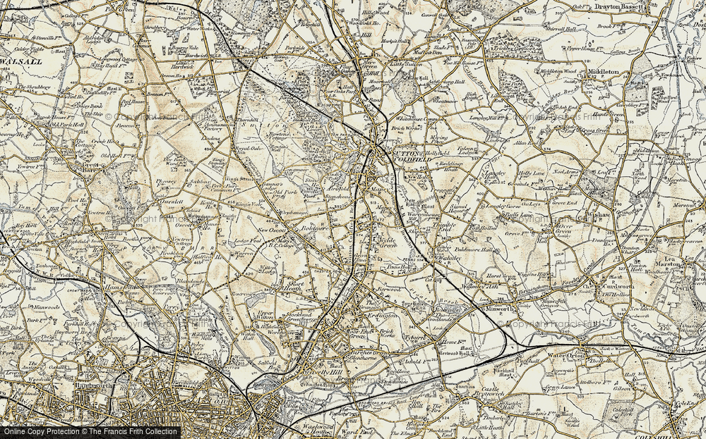 Old Map of Historic Map covering Wyndley Pool in 1901-1902