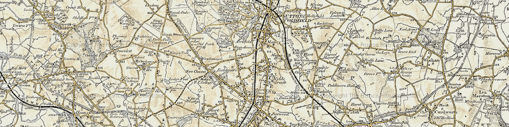 Old map of Boldmere in 1901-1902