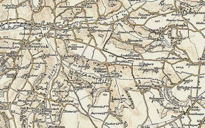 Old map of Bolham Water in 1898-1900