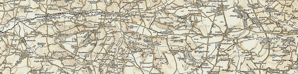 Old map of Bolham Water in 1898-1900
