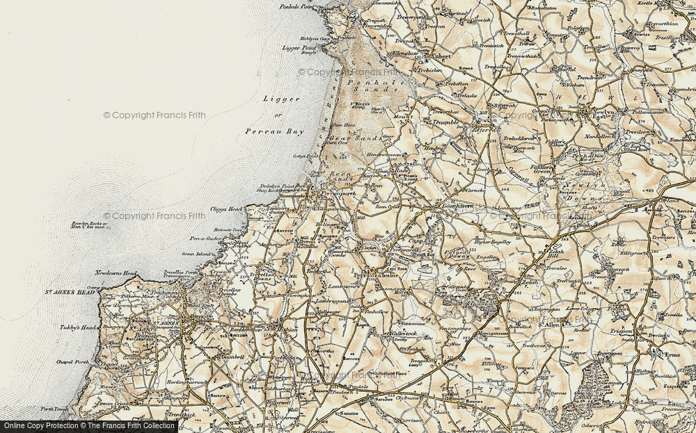 Old Map of Bolingey, 1900 in 1900