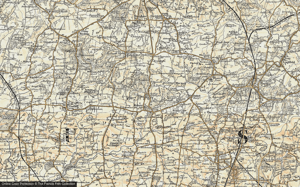 Old Map of Historic Map covering Broxmead in 1898