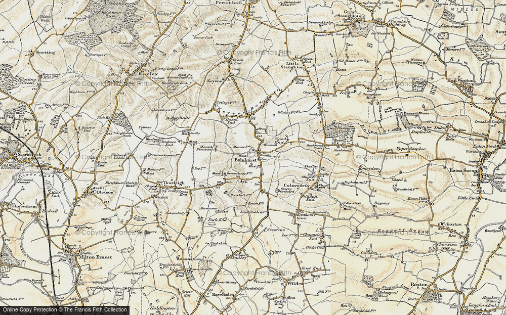 Old Map of Bolnhurst, 1898-1901 in 1898-1901