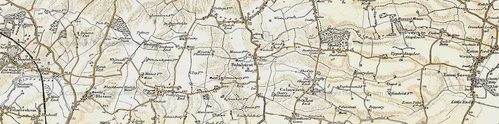 Old map of Bolnhurst in 1898-1901