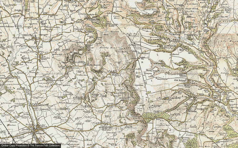 Old Map of Historic Map covering Boltby Scar in 1903-1904