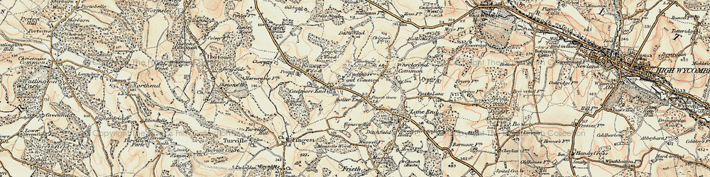 Old map of Bolter End in 1897-1898