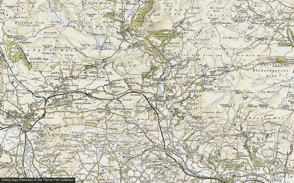 Old Map of Historic Map covering Bolton Abbey Station in 1903-1904