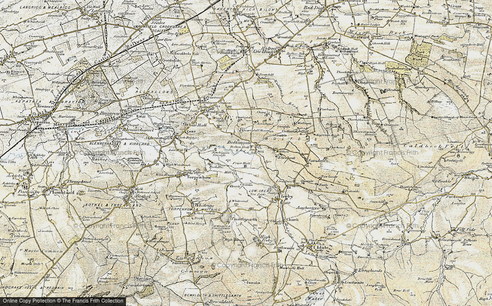 Old Map of Historic Map covering Lane Head in 1901-1904
