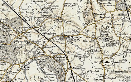 Old map of Bomere Heath in 1902