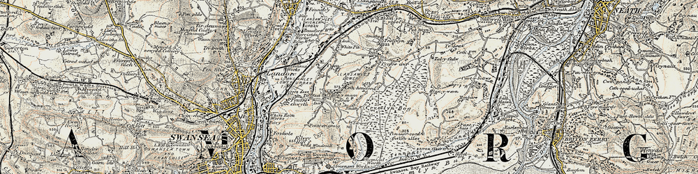 Old map of Bon-y-maen in 1900-1901
