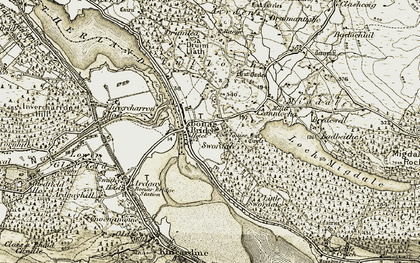 Old map of Bonar Bridge in 1911-1912