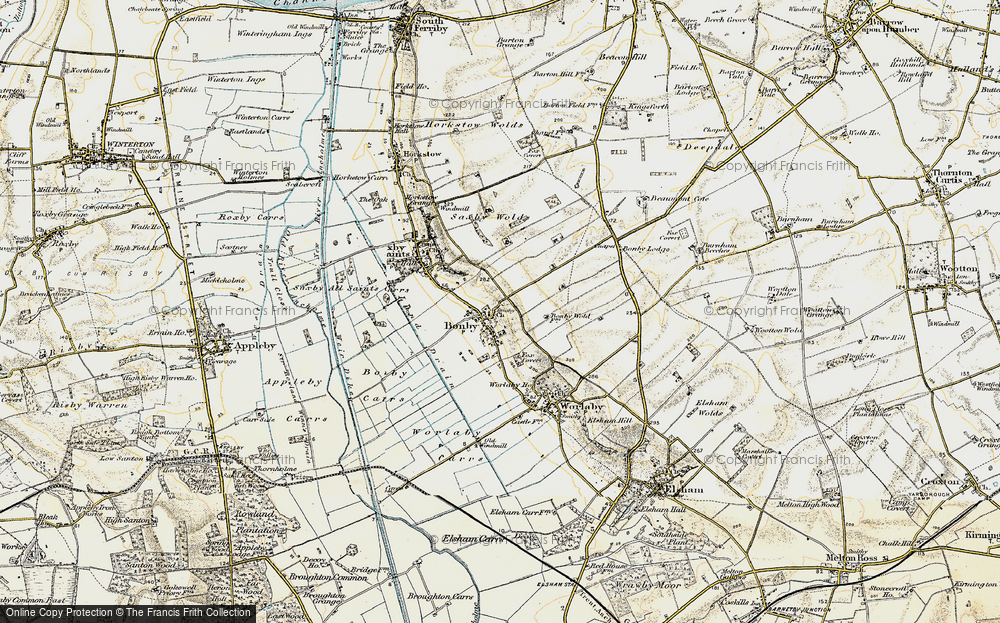 Old Map of Historic Map covering Bonby Lodge in 1903-1908