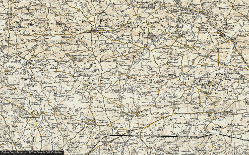 Old Map of Historic Map covering Bidbeare in 1899-1900