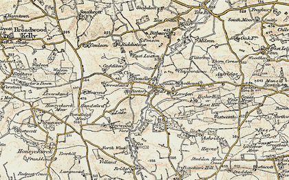 Old map of Bidbeare in 1899-1900