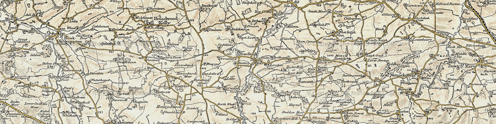 Old map of Bondleigh in 1899-1900