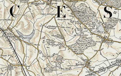 Old map of Whittington Grange in 1902-1903