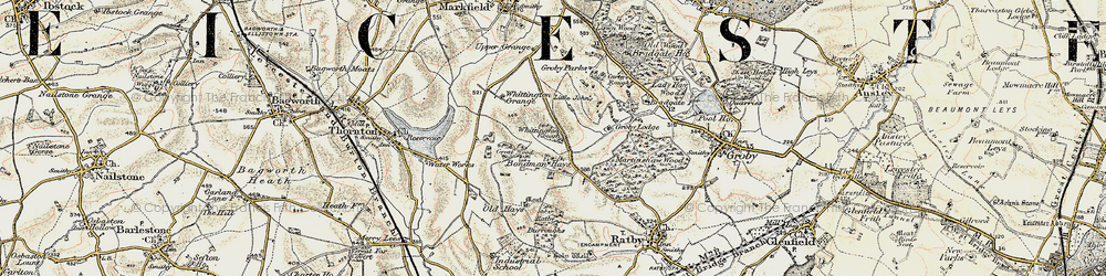 Old map of Whittington Grange in 1902-1903