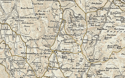 Old map of Blackaton Down in 1899-1900