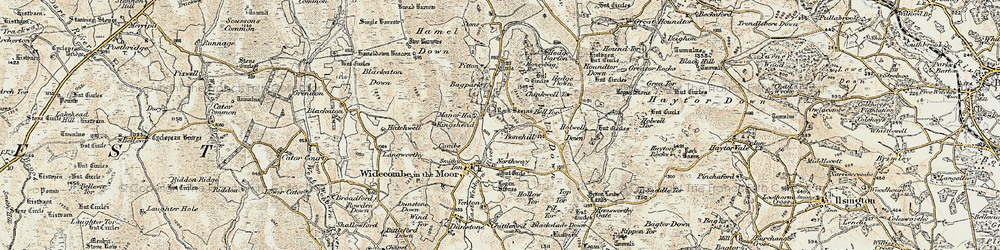 Old map of Bonehill Down in 1899-1900