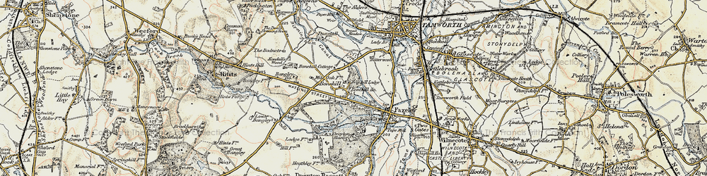 Old map of Bonehill in 1901-1902
