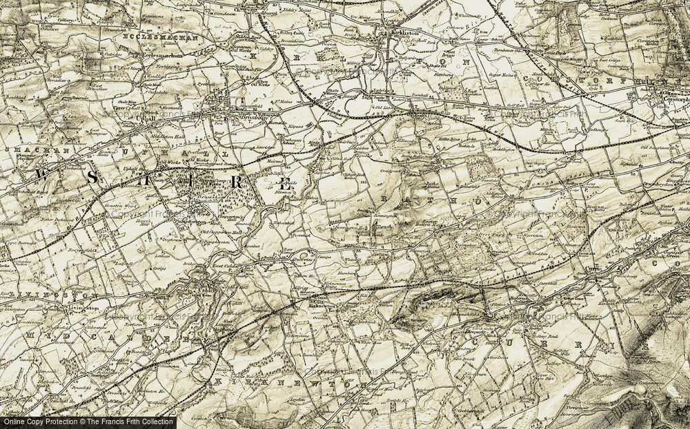 Old Map of Historic Map covering Bonnington Ho in 1903-1904