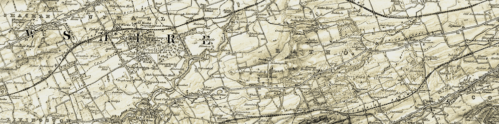 Old map of Bonnington in 1903-1904