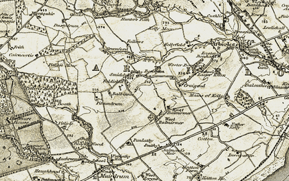 Old map of Bonnington Smiddy in 1907-1908