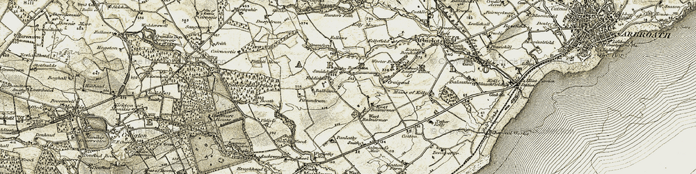 Old map of Bonnington Smiddy in 1907-1908