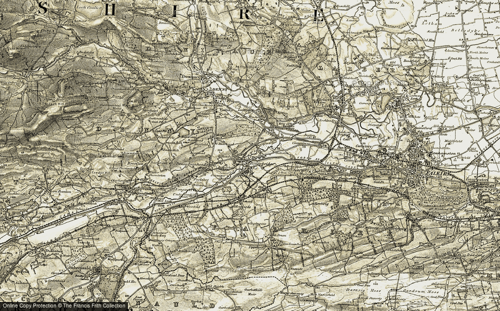 Old Map of Historic Map covering Bonny Water in 1904-1907