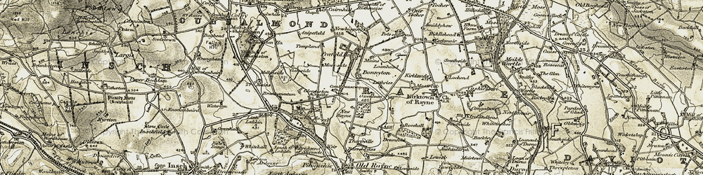 Old map of Bonnyton in 1908-1910