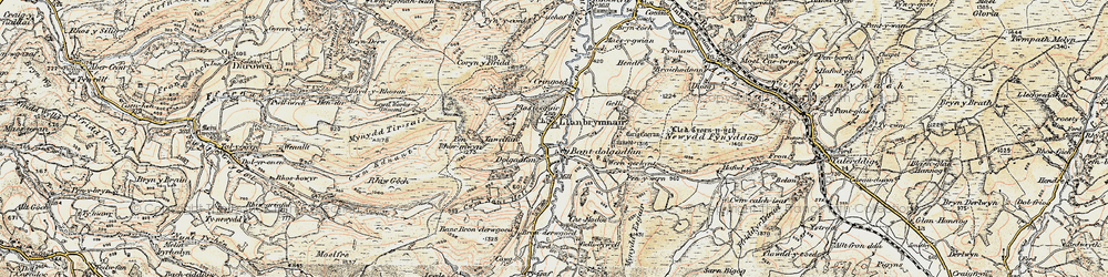 Old map of Bont Dolgadfan in 1902-1903