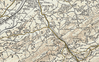 Old map of Bont Fawr in 1900-1901