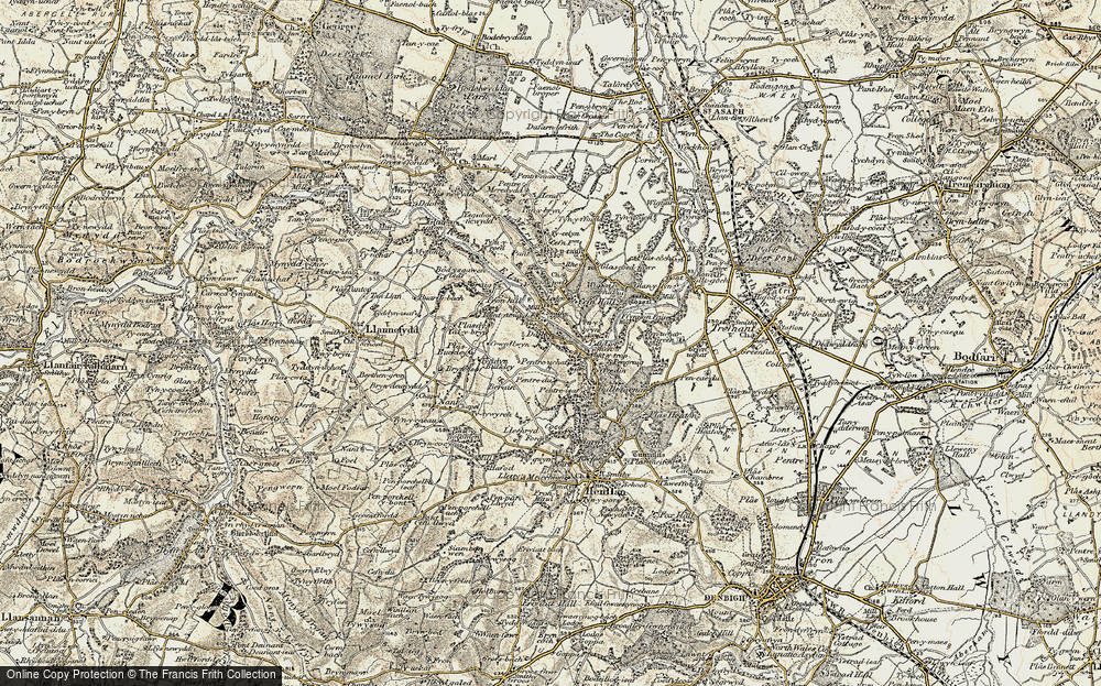 Old Map of Historic Map covering Bedd-y-cawr in 1902-1903