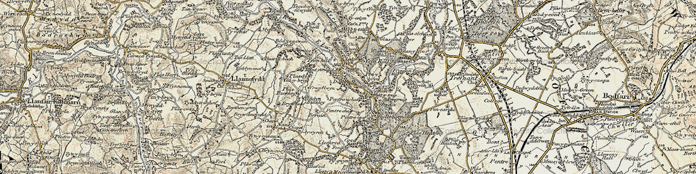 Old map of Bedd-y-cawr in 1902-1903